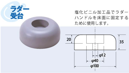 ラダー受台　塩化ビニル加工品でラダーハンドルを床面に固定するために使用します。