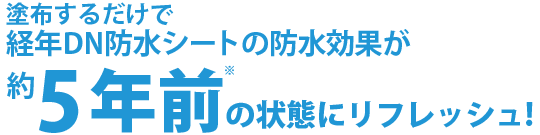 塗布するだけで経年DN防水シートの防水効果が約5年前の状態にリフレッシュ！